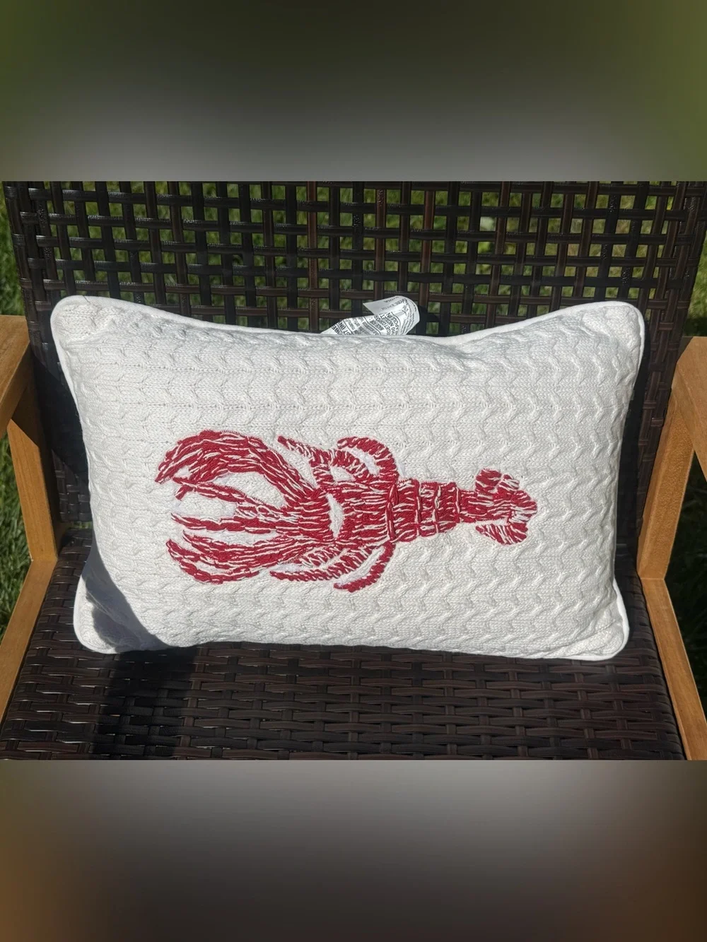 Vintage-Style Red Lobster Nautical Decor Beach House Embroidered Pillow